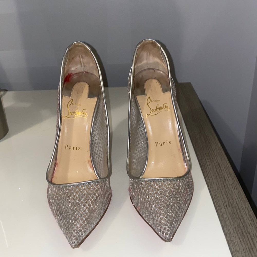 Christian louboutin silver pump